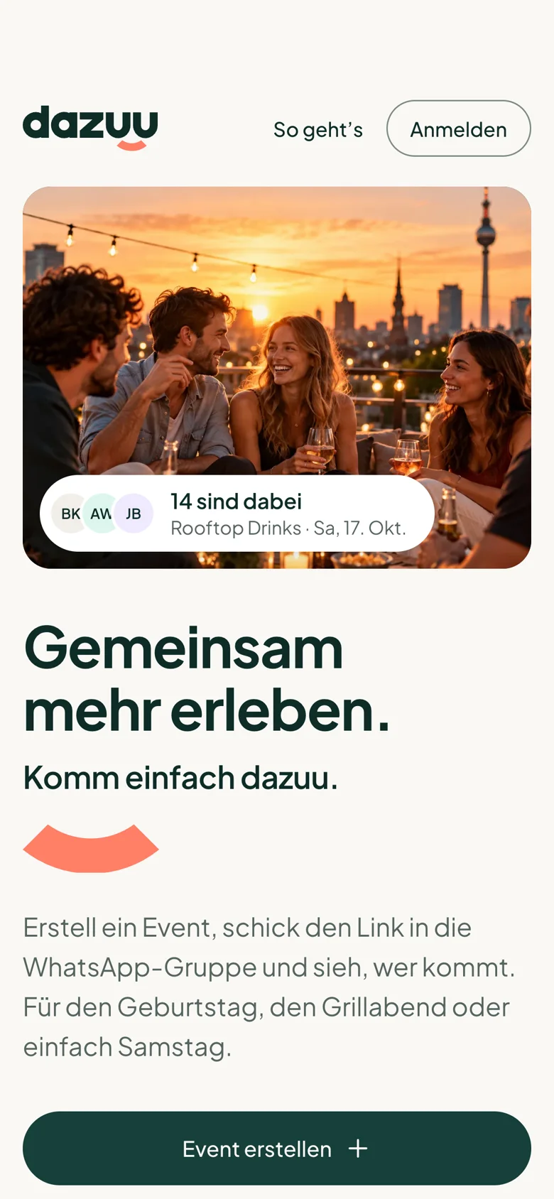 Die Startseite von dazuu auf dem Handy